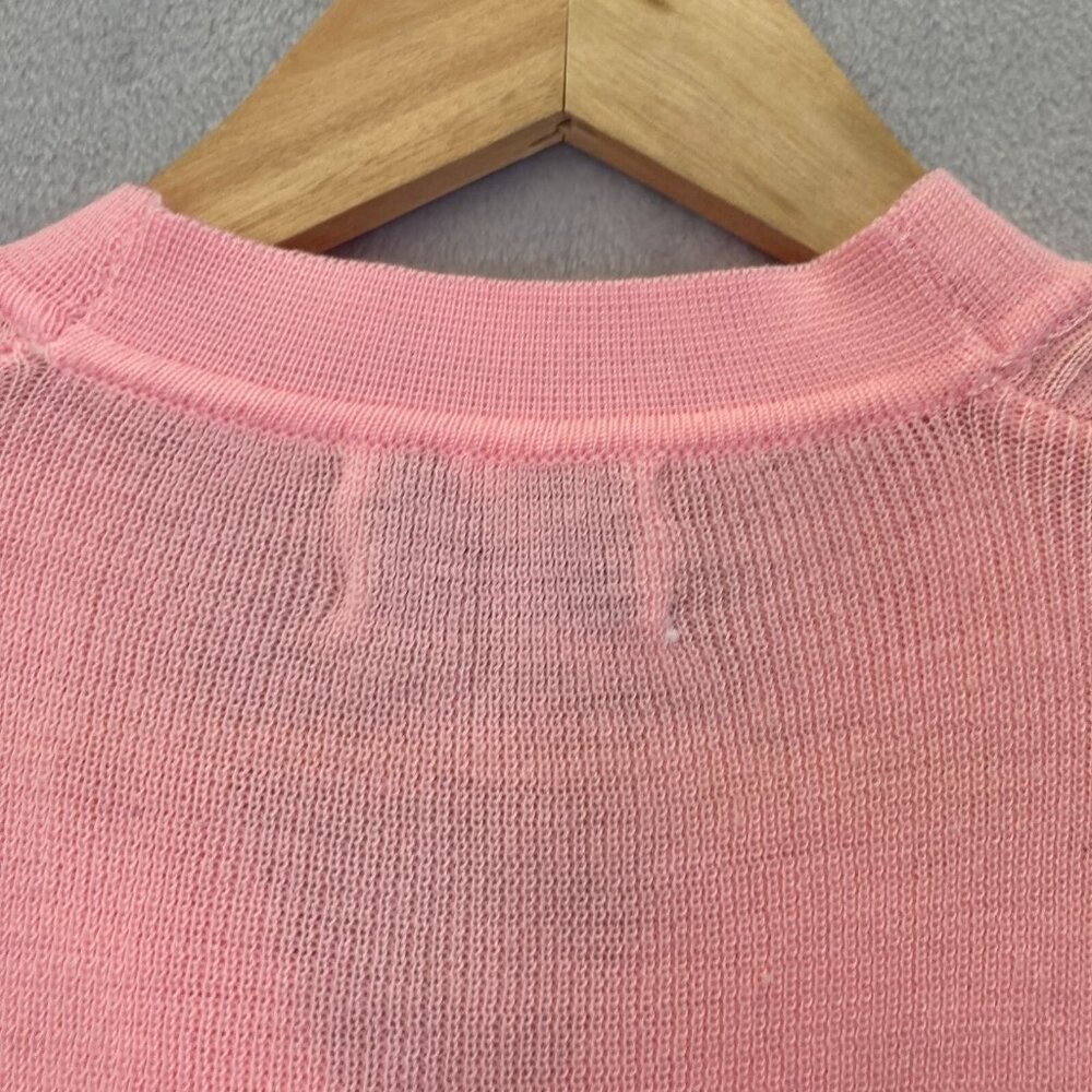 Vintage MacHenry‎ Womens Button Up Short Sleeve Sweater Size Large Pink Cardigan - Picture 11 of 12